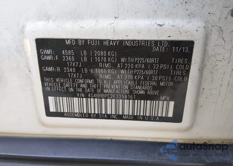 2014 Subaru Outback 2.5I Limited z USA, uszkodzony, nr VIN 4S4BRBPC2E3258161